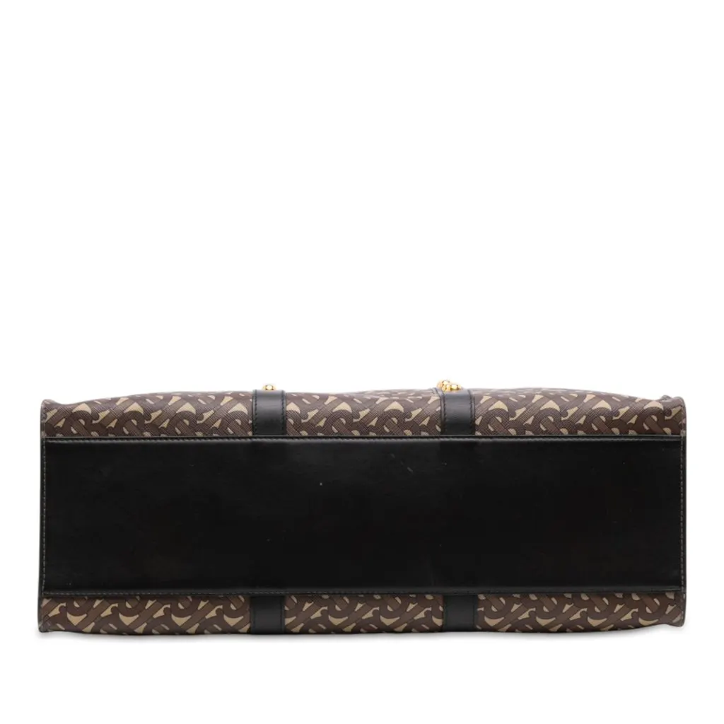 Burberry TB Monogram E Canvas and Studded Leather Horizontal Tote Brown Canvas Good - Inside View