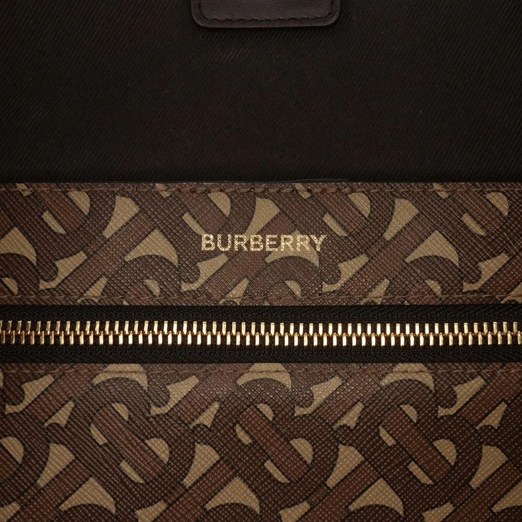 Burberry TB Monogram E Canvas and Studded Leather Horizontal Tote Brown Canvas Good - Box View
