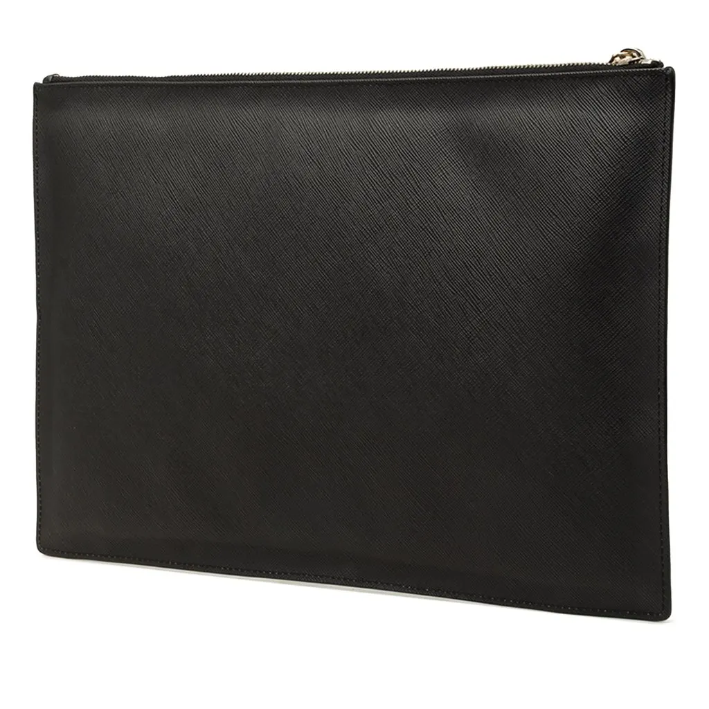 Givenchy Bambi Printed Leather Zip Clutch Black Leather Very good - Back View