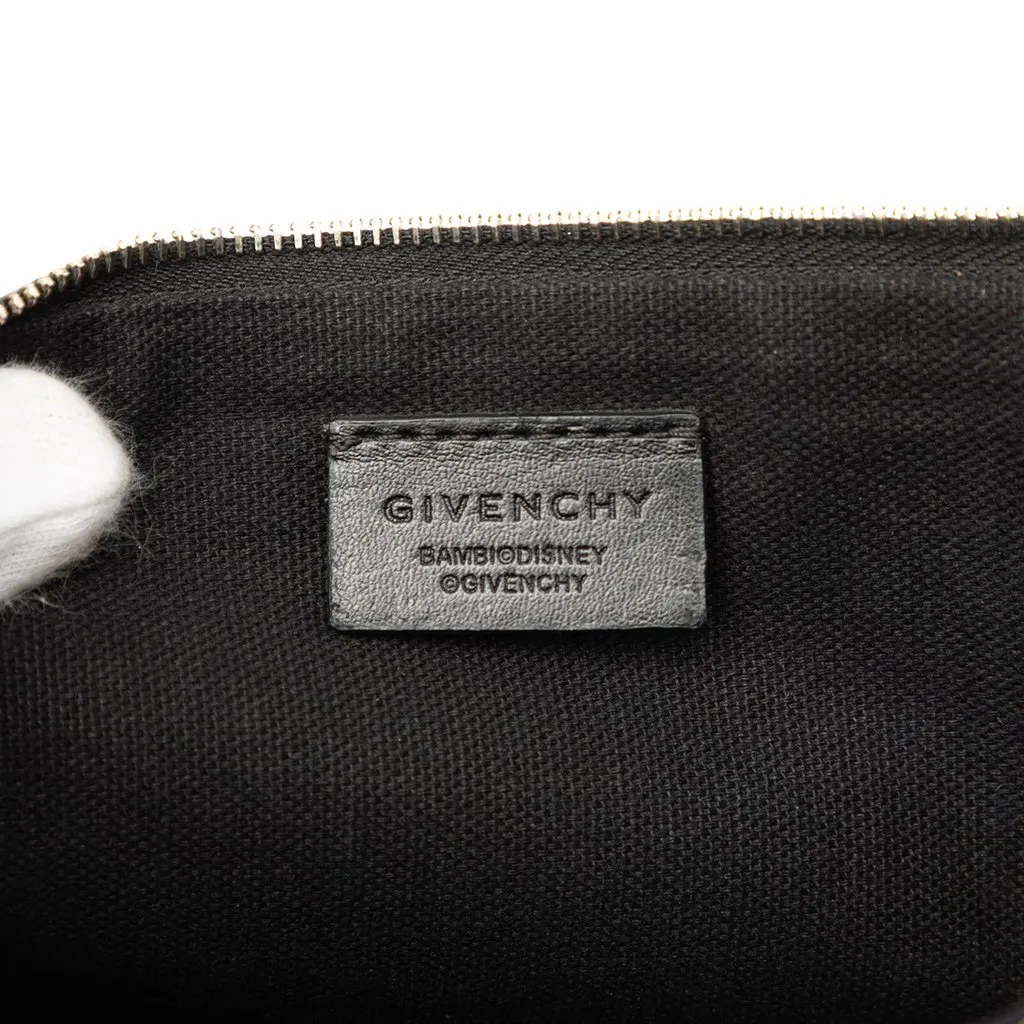 Givenchy Bambi Printed Leather Zip Clutch Black Leather Very good - Box View