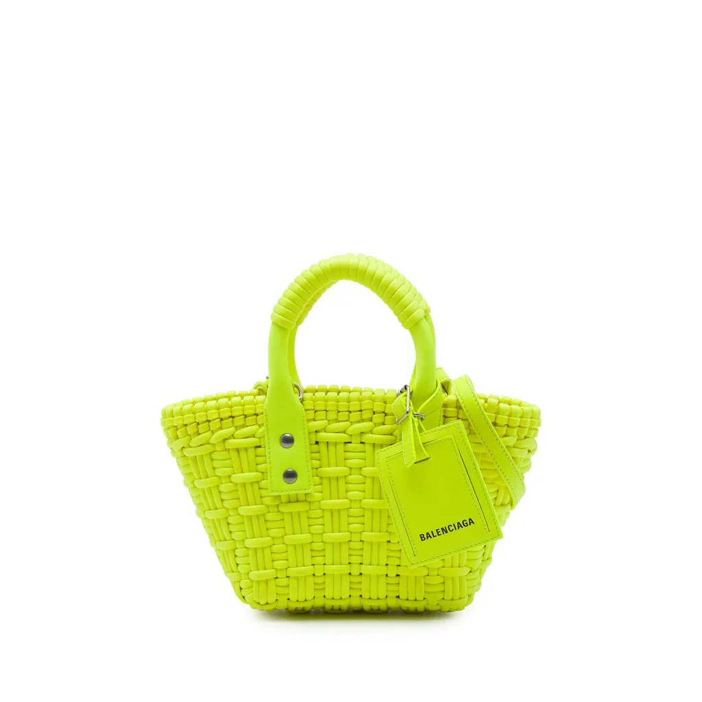 Balenciaga Faux Leather Bistro Basket Bag XXS Yellow Very good - Front View