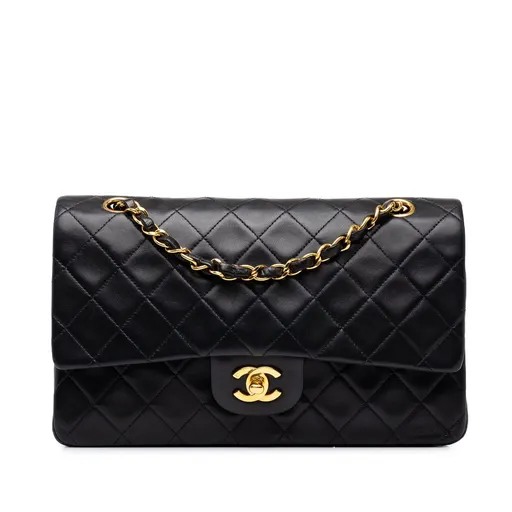 Chanel متوسطة كلاسيك جلد الحمل مزدوجة بغطاء