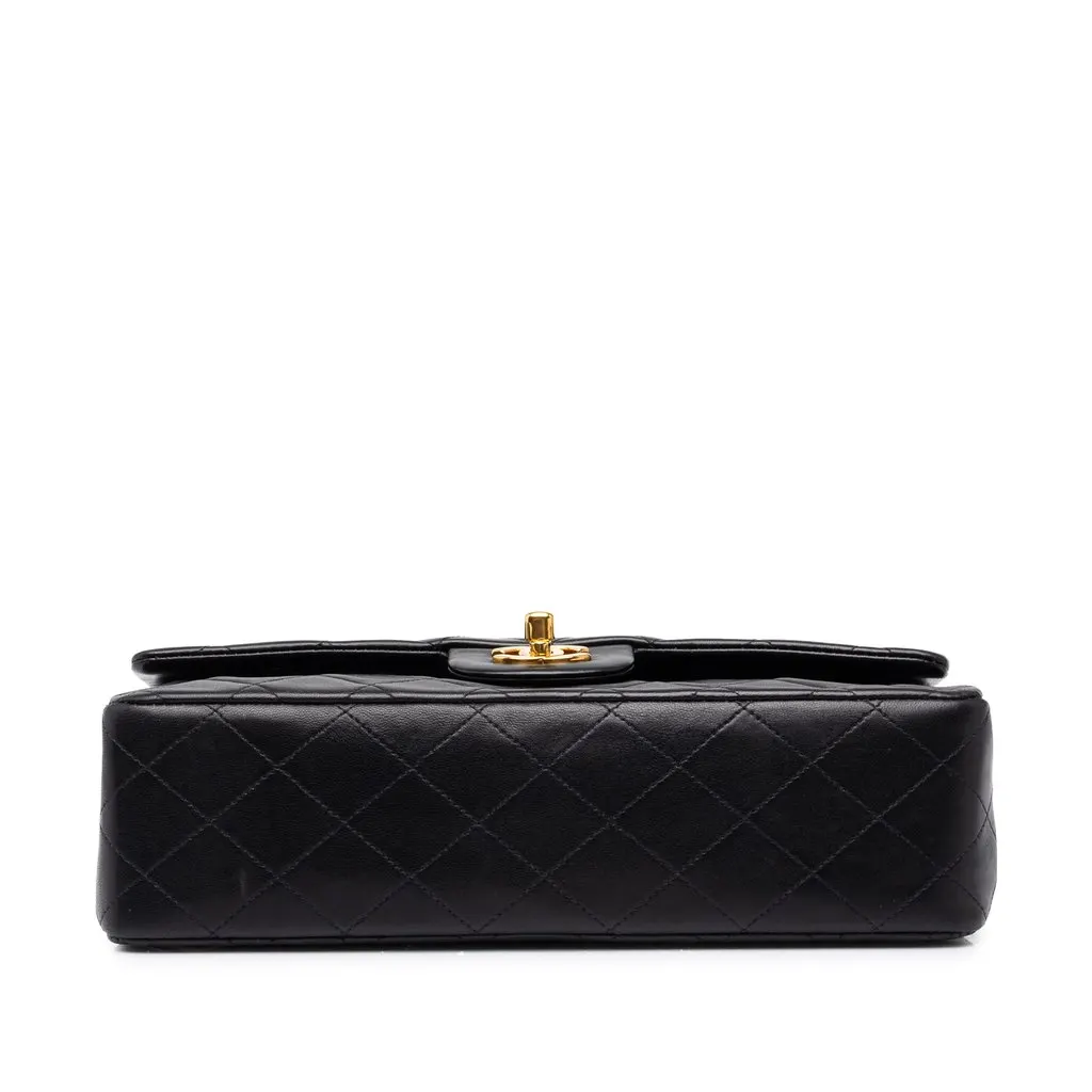 Chanel Medium Classic Lambskin Double Flap Black Leather Good - Inside View