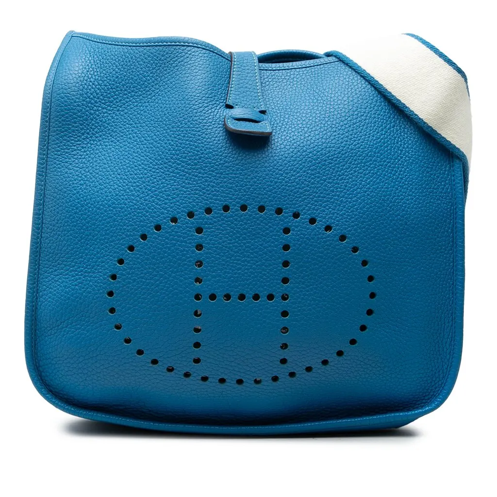 Hermès Clemence Evelyn III GM Blue Leather Very good - Front View