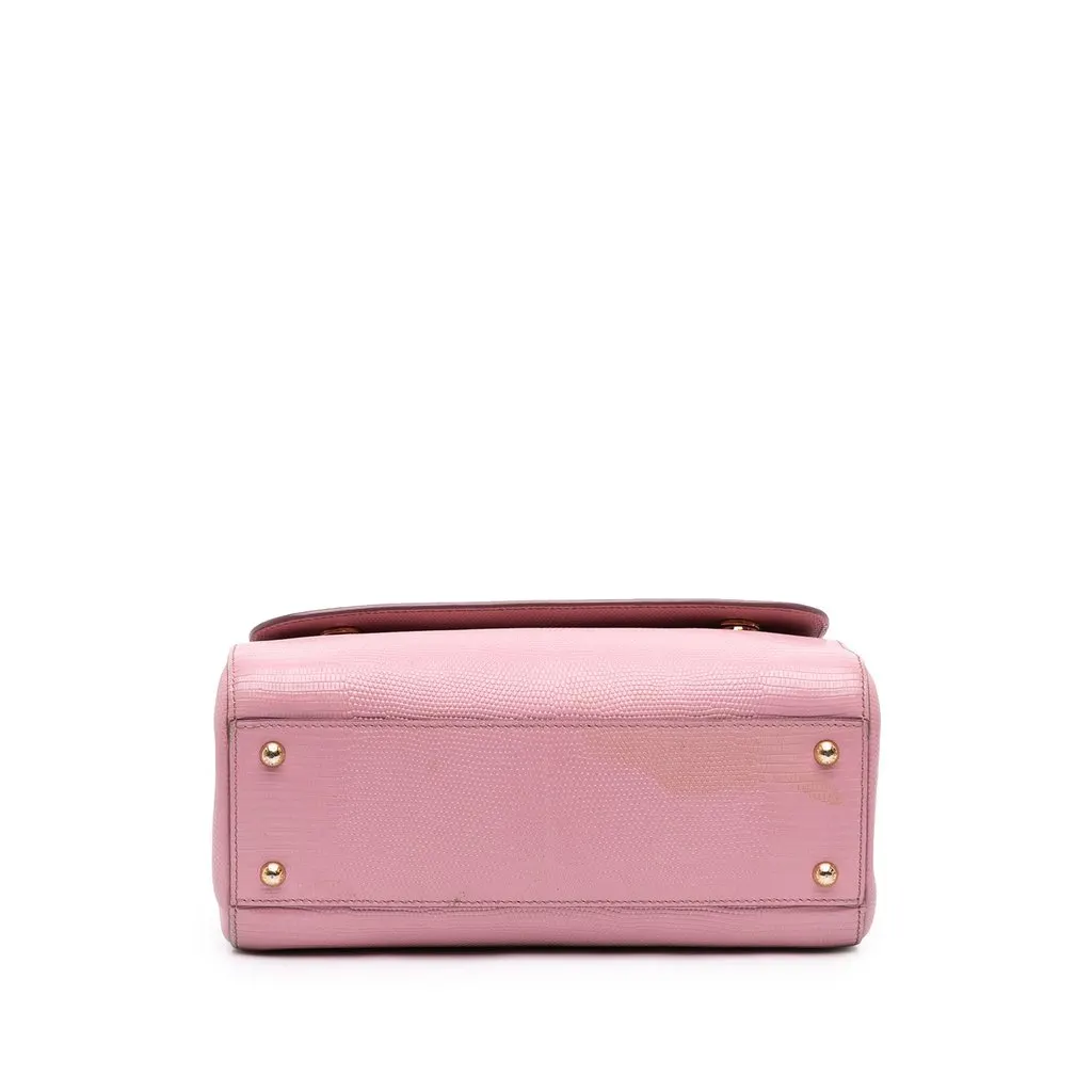 Dolce & Gabbana Medium Lizard Embossed Calfskin Miss Sicily Satchel Pink Leather Good - Inside View