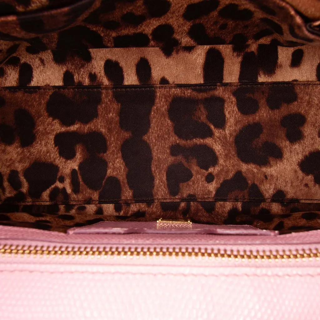 Dolce & Gabbana Medium Lizard Embossed Calfskin Miss Sicily Satchel Pink Leather Good - Model View