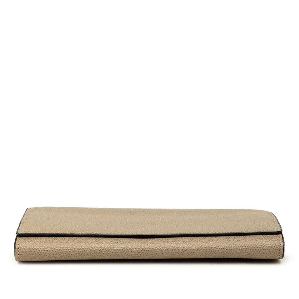 Valextra Grained Calfskin Flap Long Wallet Brown Leather Good - Inside View