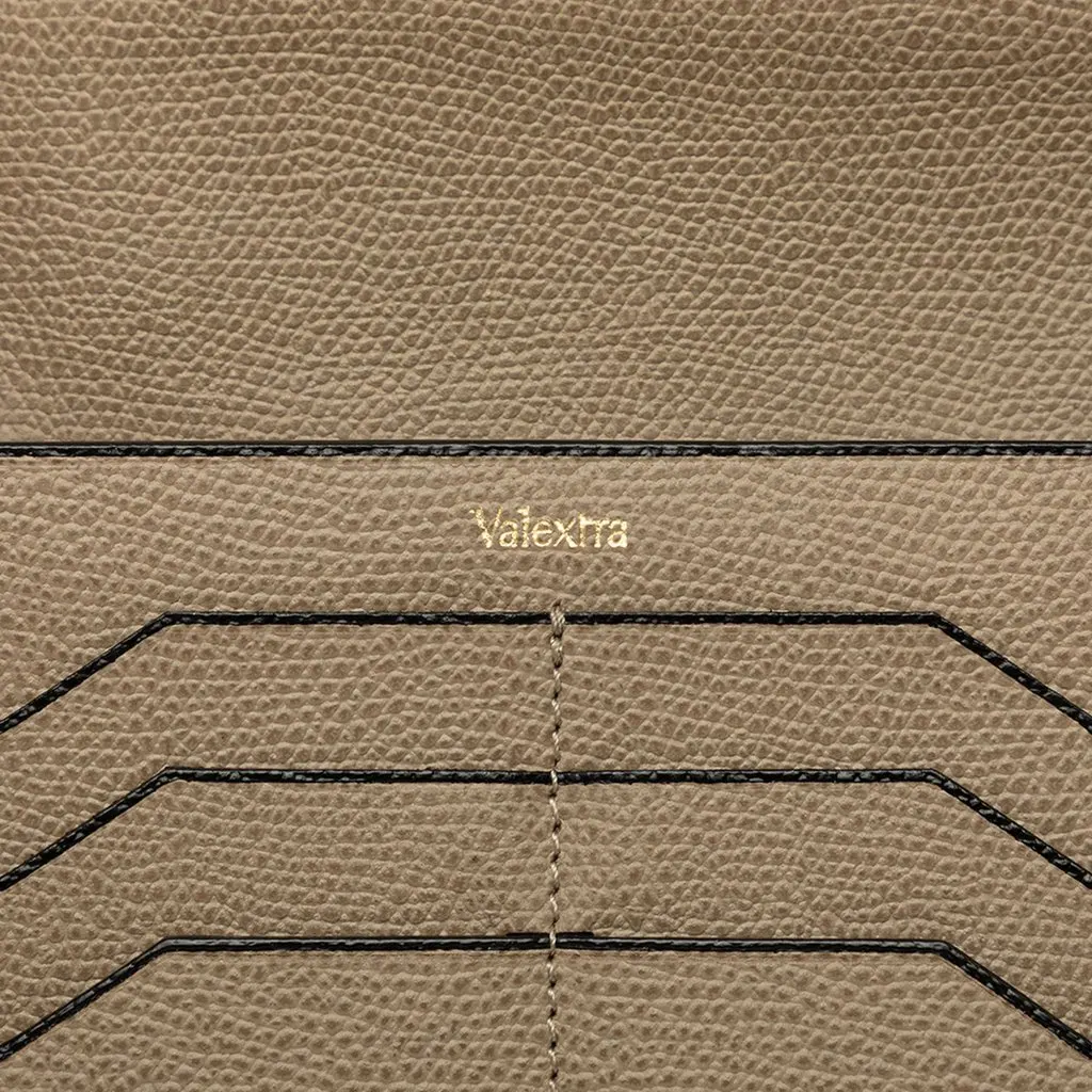 Valextra Grained Calfskin Flap Long Wallet Brown Leather Good - Box View