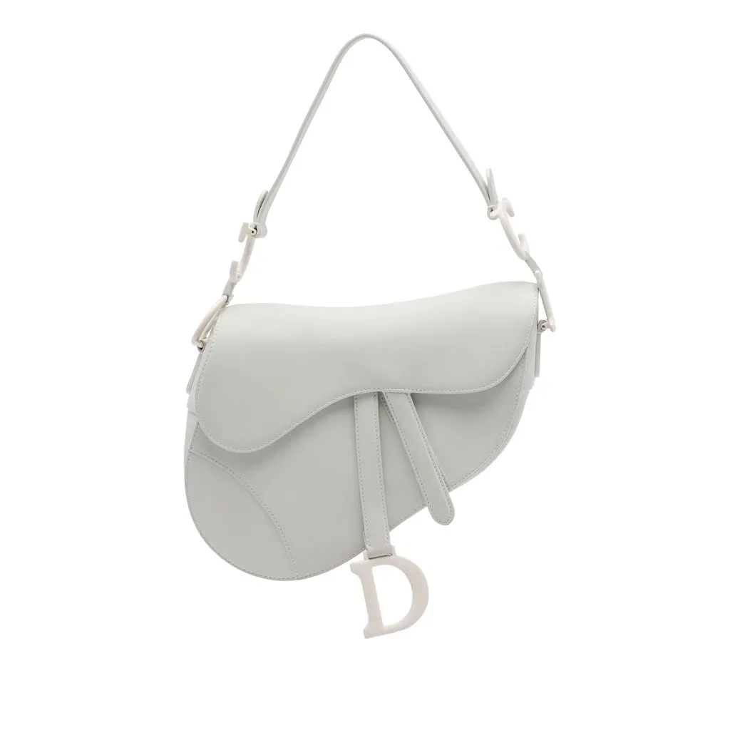 Dior Ultra Matte Calfskin Saddle Bag White Leather Very good - Front View