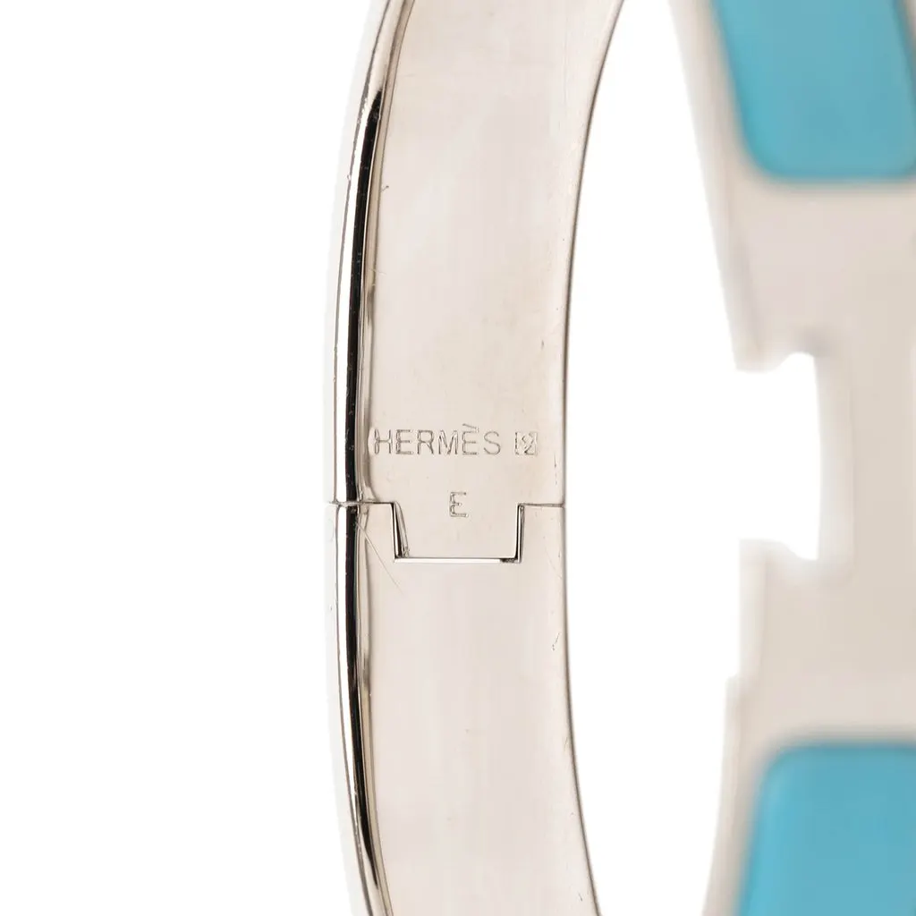 Hermès Narrow Enamel Clic H Bracelet PM Blue Very good - Model View