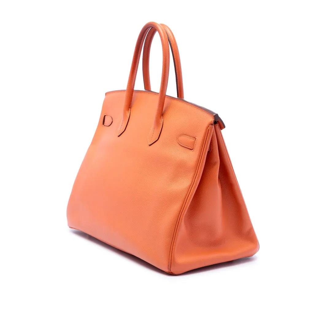 Hermès Epsom Birkin Retourne 35 Orange Leather Good - Back View