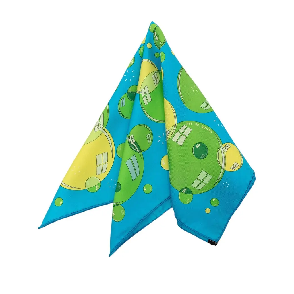 Hermès Bal de Bulles Silk Scarf 45 Blue Silk Very good - Front View
