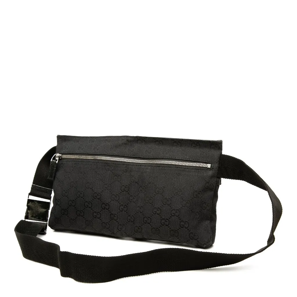 Gucci GG Canvas Double Pocket Belt Bag Black Very good - Back View