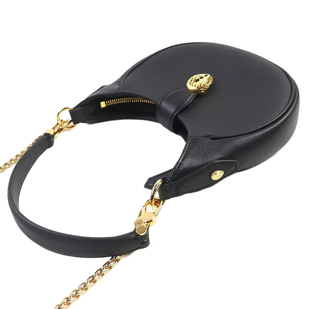 Bvlgari Medium Leather Serpenti Ellipse Satchel Black Leather Never worn - Inside View