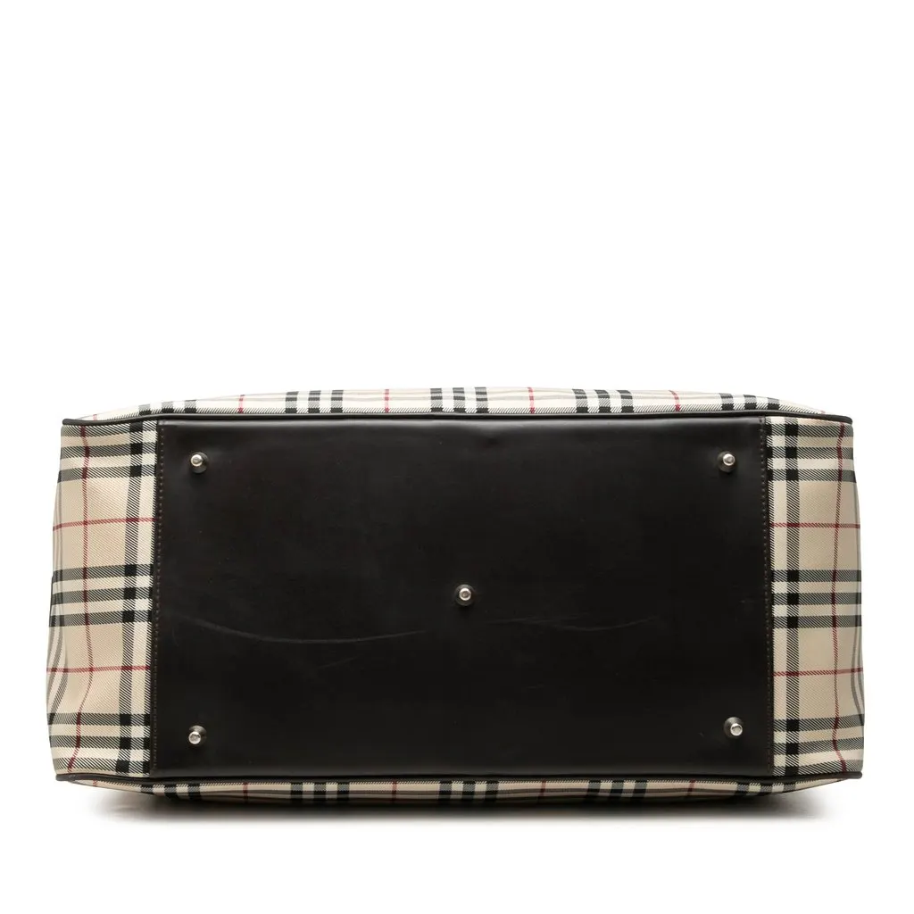 Burberry House Check Canvas Boston Bag Beige Canvas Good - Inside View
