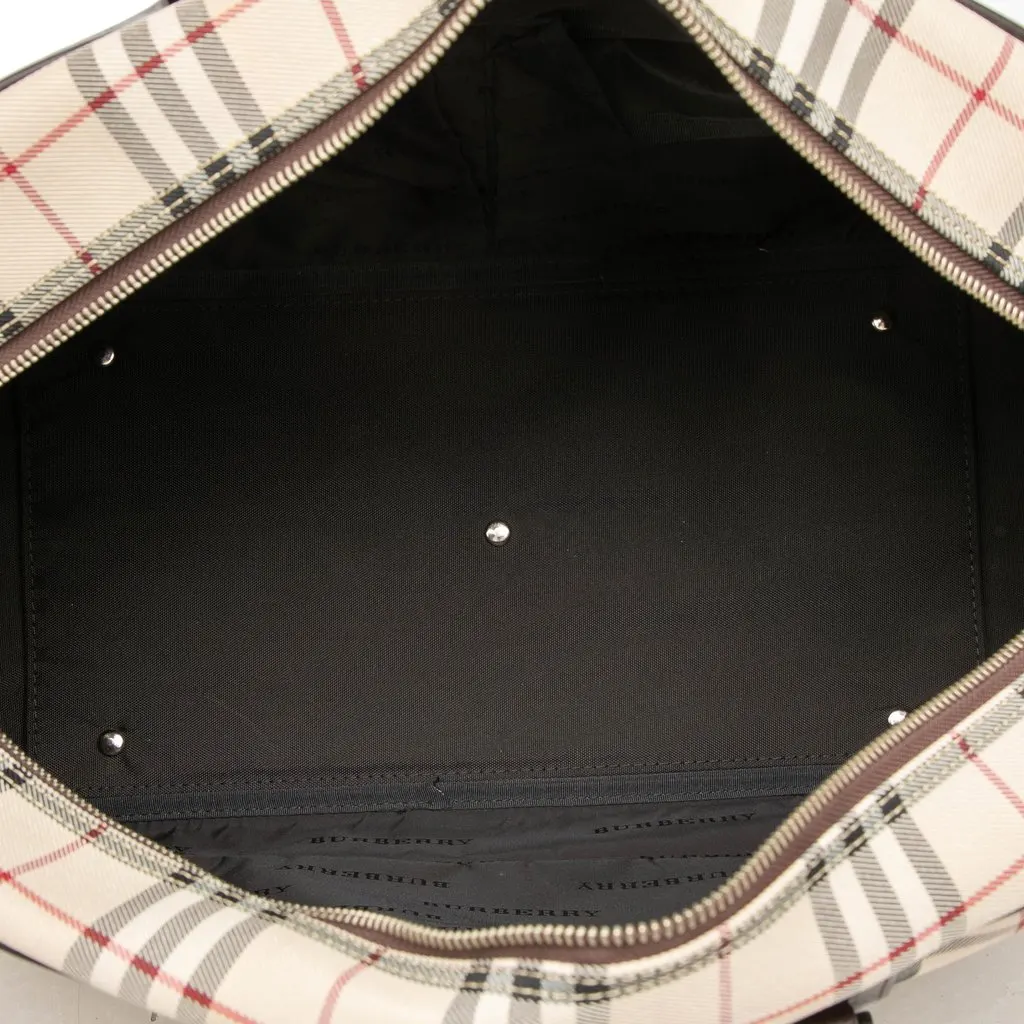 Burberry House Check Canvas Boston Bag Beige Canvas Good - Model View