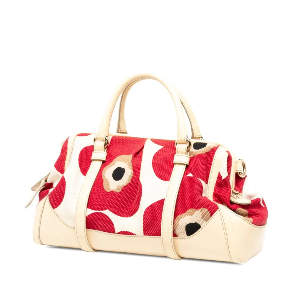 Dolce & Gabbana Canvas Poppy Print Susanne Satchel White Canvas Very good - Back View