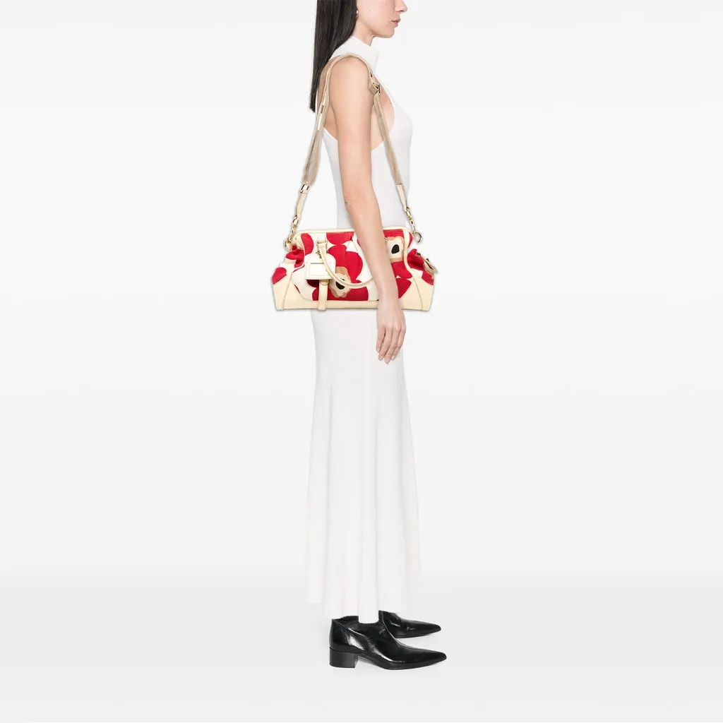 Dolce & Gabbana Canvas Poppy Print Susanne Satchel White Canvas Very good - Box View