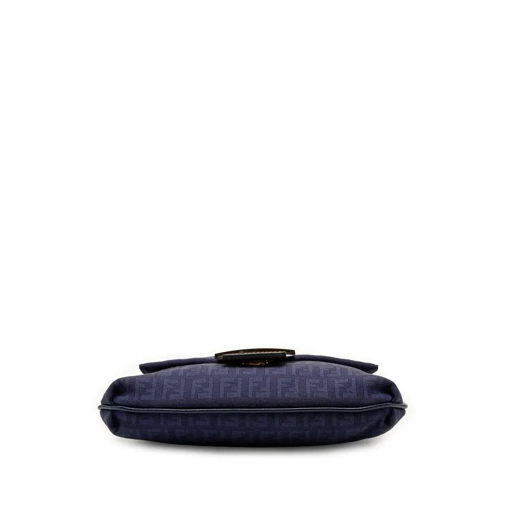 Fendi Zucchino Canvas Crossbody Blue Good - Inside View