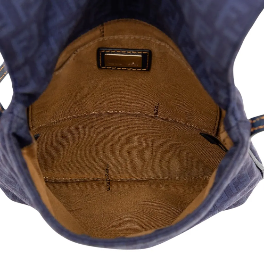 Fendi Zucchino Canvas Crossbody Blue Good - Model View