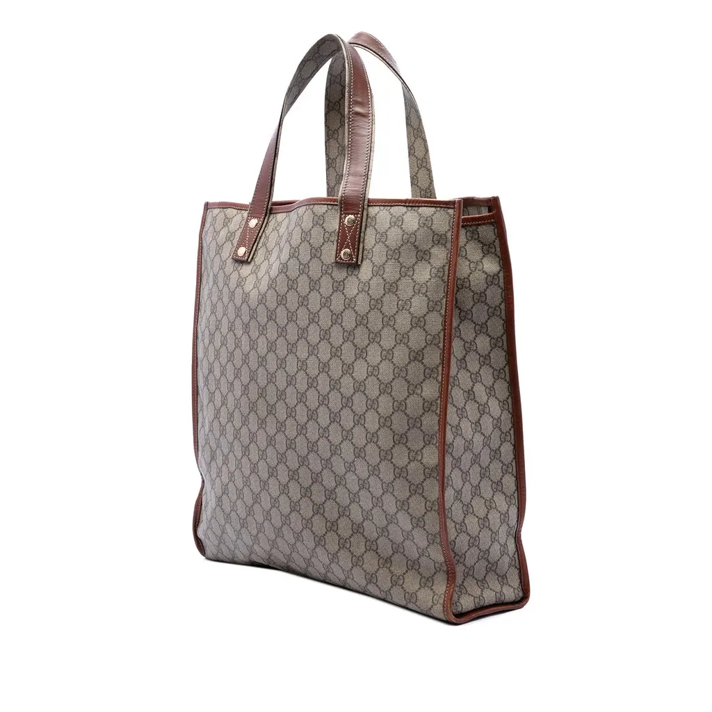 Gucci GG Supreme Web Tote Beige Canvas Good - Back View
