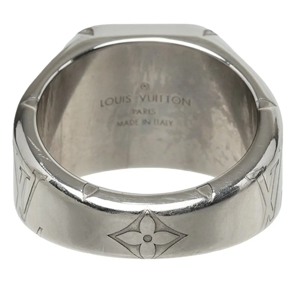 Louis Vuitton Brass Monogram Signet Ring Silver Brass Very good - Inside View