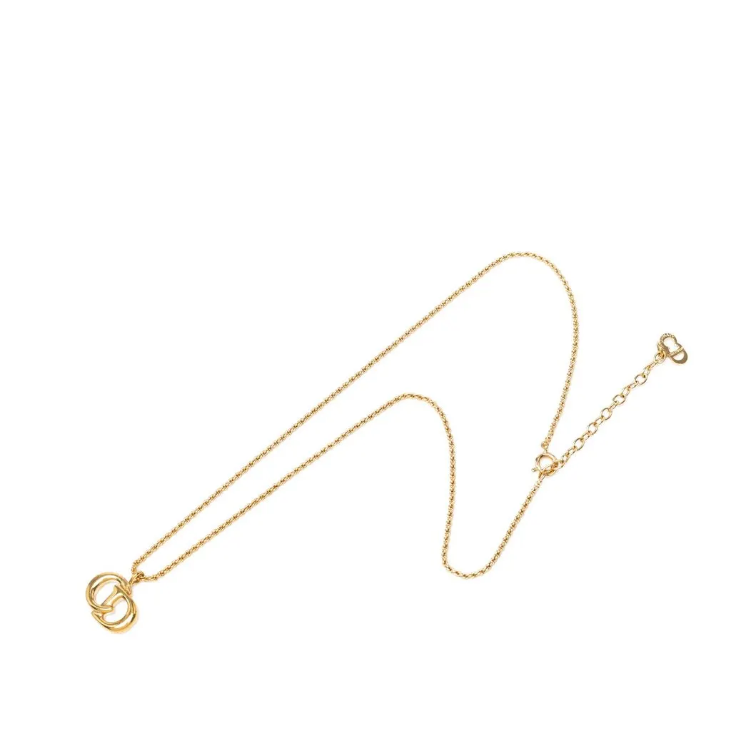 Dior Gold Plated CD Logo Pendant Necklace Gold Metal Very good - Front View
