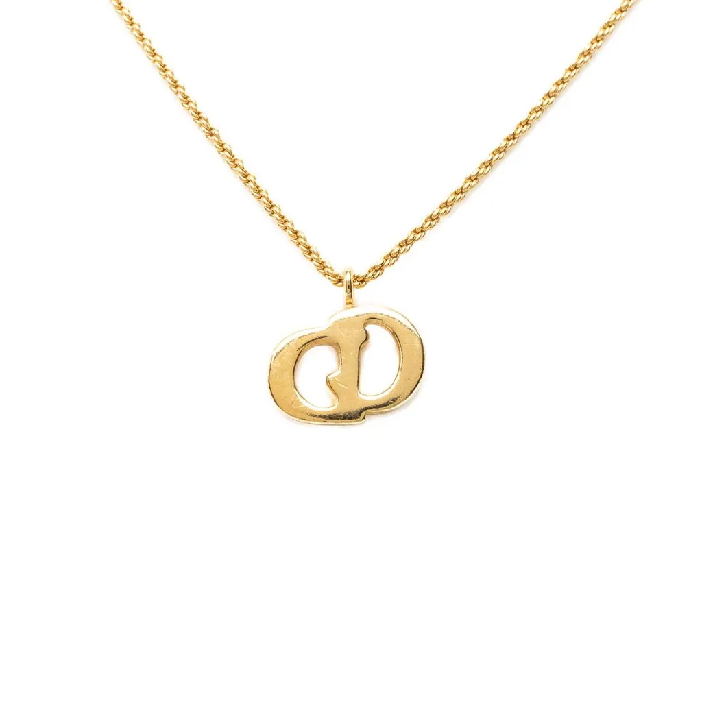 Dior Gold Plated CD Logo Pendant Necklace Gold Metal Very good - Inside View