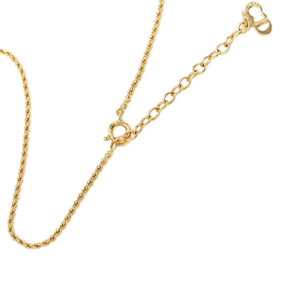 Dior Gold Plated CD Logo Pendant Necklace Gold Metal Very good - Model View