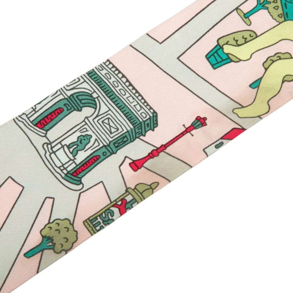 Hermès Les Nouveaux Amoureux de Paris Silk Twilly Scarf Pink Silk Very good - Box View