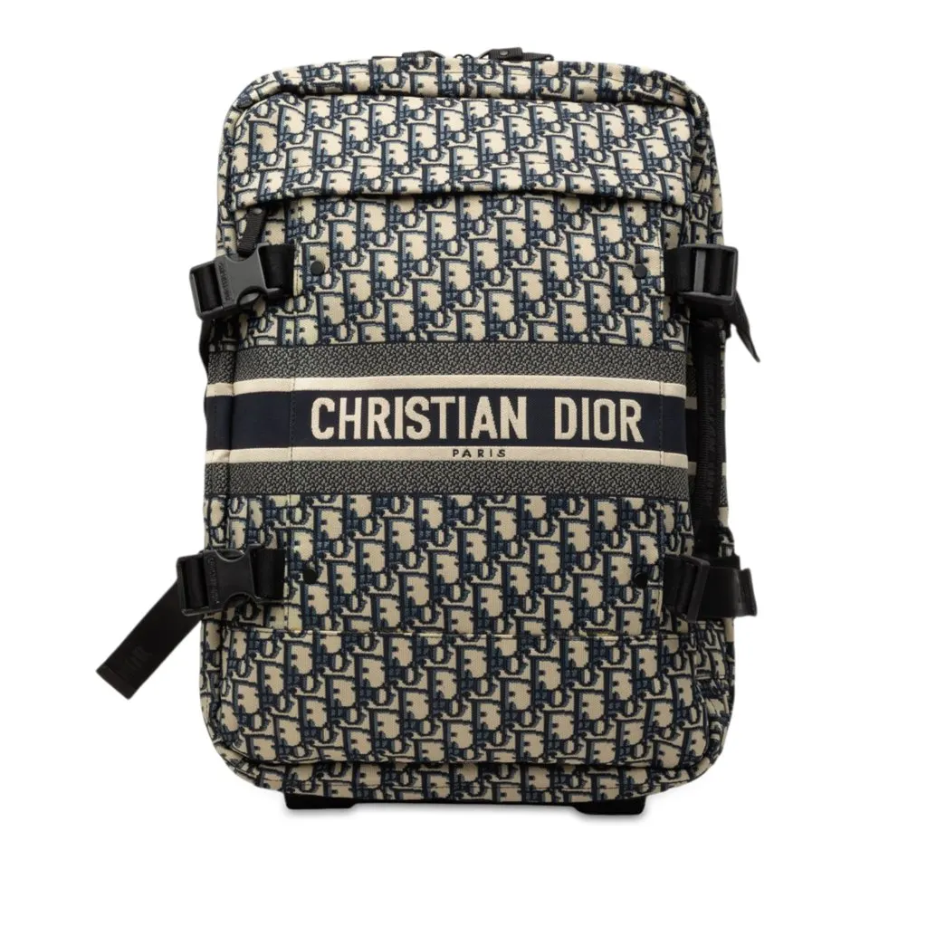 Dior Small Oblique Canvas Diortravel Suitcase Blue Very good - Front View