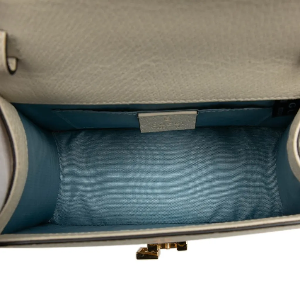 Gucci Mini Calfskin Bee Star Web Sylvie Top Handle Bag White Leather Very good - Model View