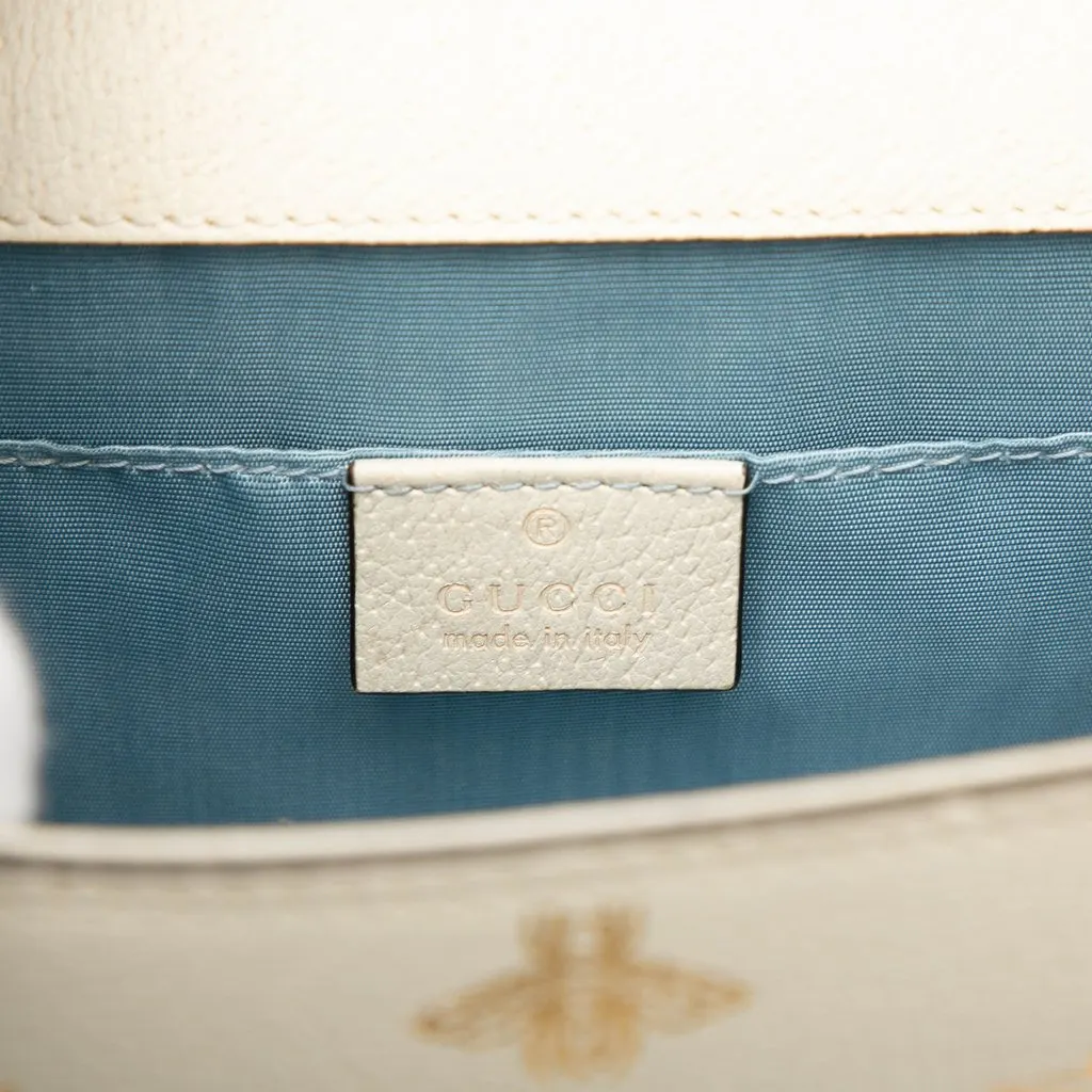 Gucci Mini Calfskin Bee Star Web Sylvie Top Handle Bag White Leather Very good - Box View