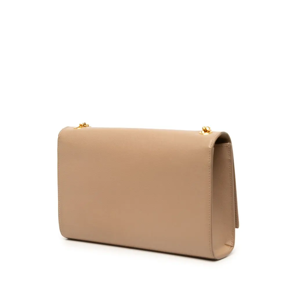 Saint Laurent Medium Grain De Poudre Monogram Kate Crossbody Beige Leather Good - Back View