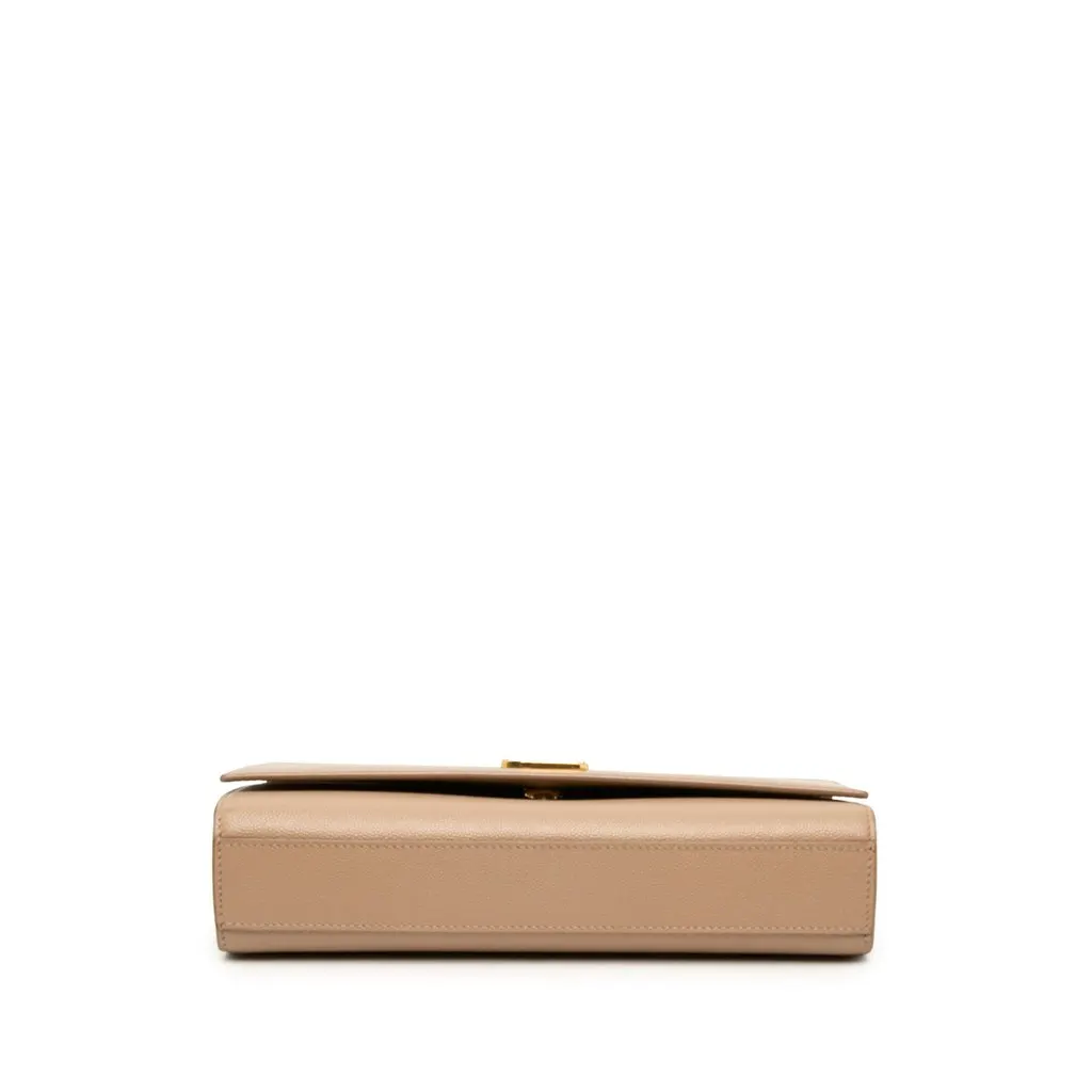 Saint Laurent Medium Grain De Poudre Monogram Kate Crossbody Beige Leather Good - Inside View