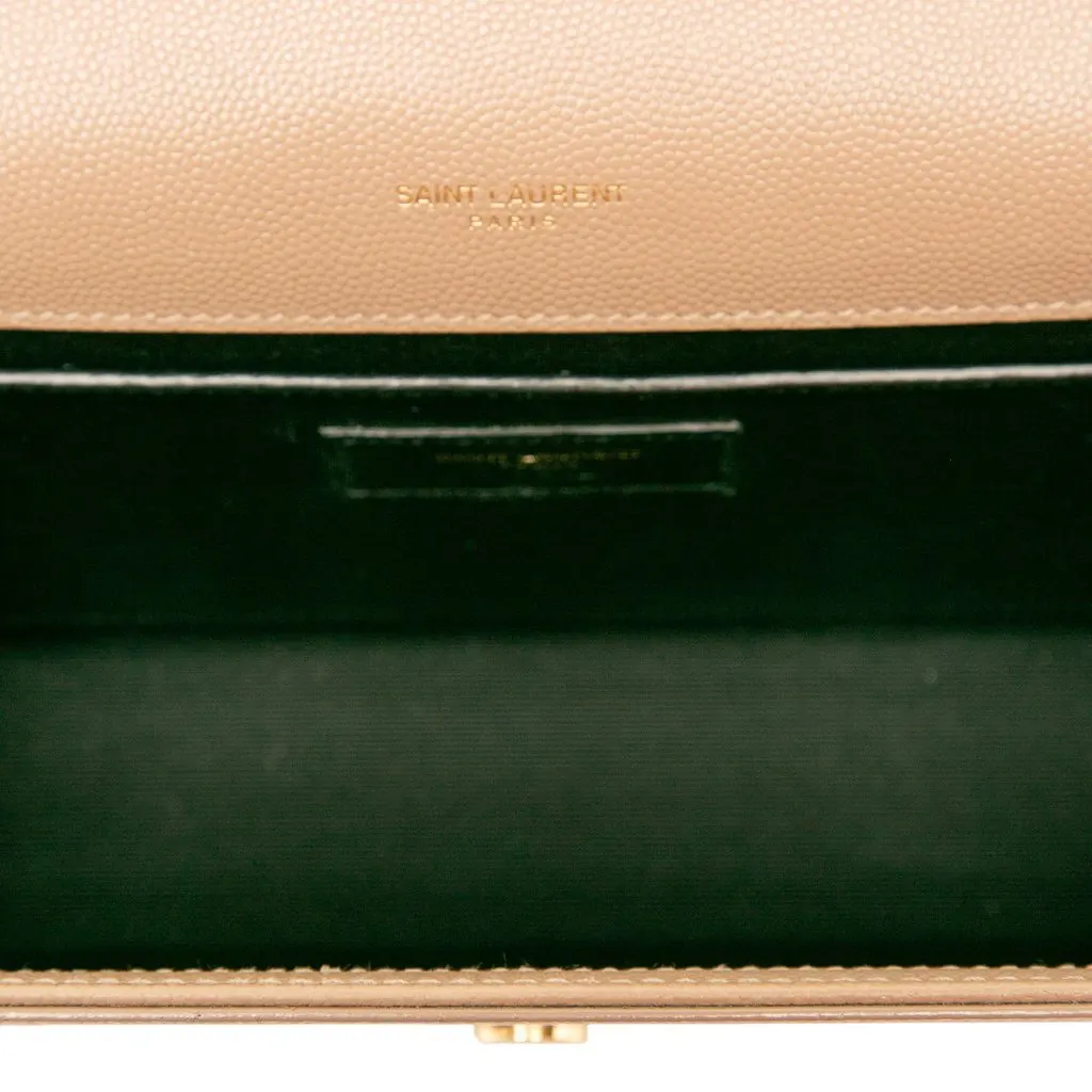 Saint Laurent Medium Grain De Poudre Monogram Kate Crossbody Beige Leather Good - Model View