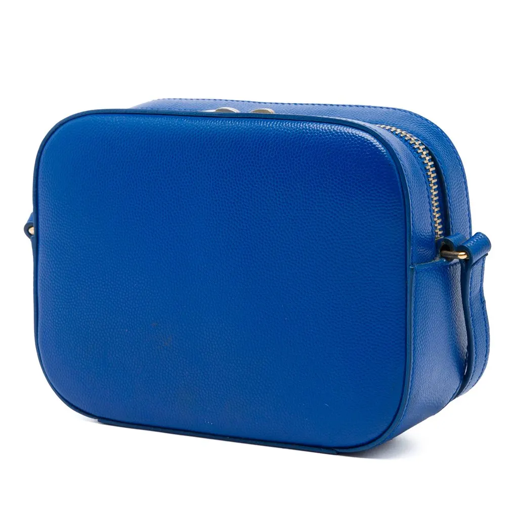 Saint Laurent Small Grain De Poudre Classic Monogram Camera Bag Blue Leather Very good - Back View