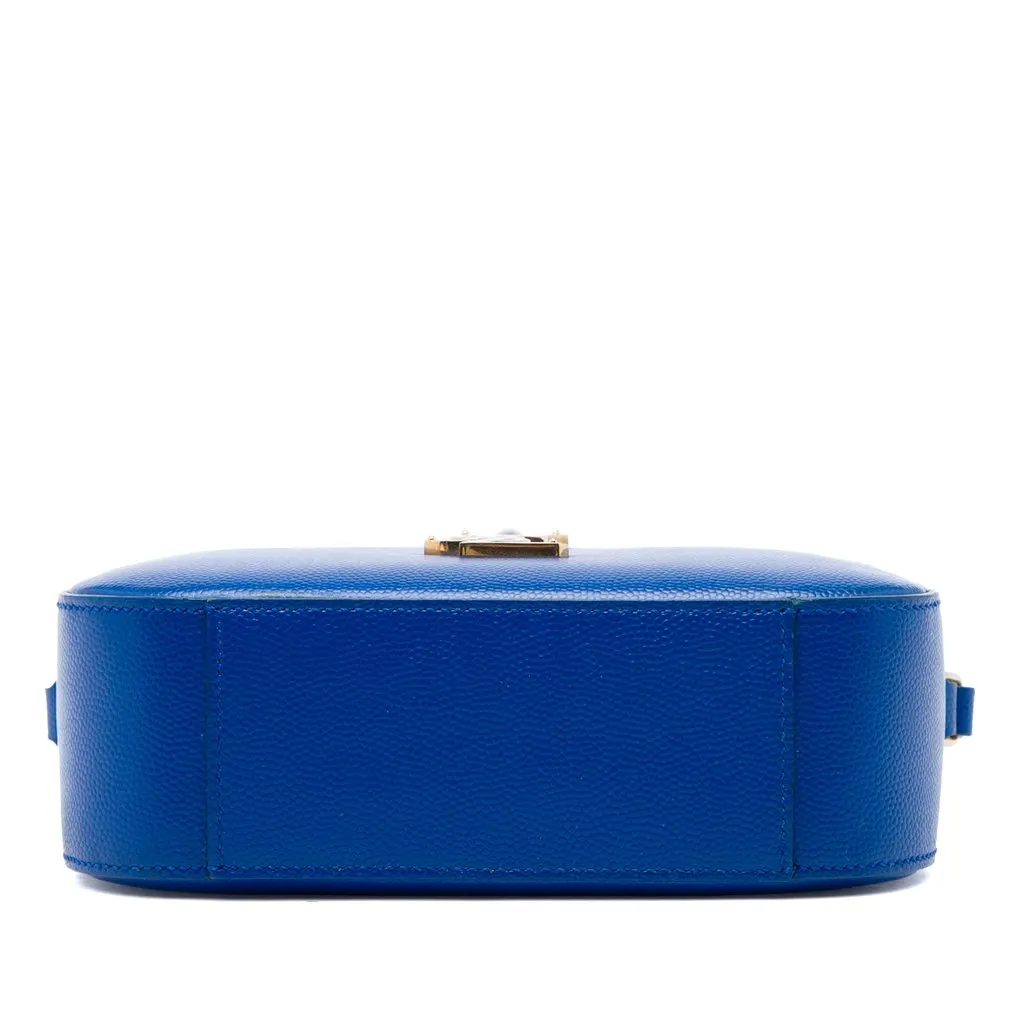 Saint Laurent Small Grain De Poudre Classic Monogram Camera Bag Blue Leather Very good - Inside View