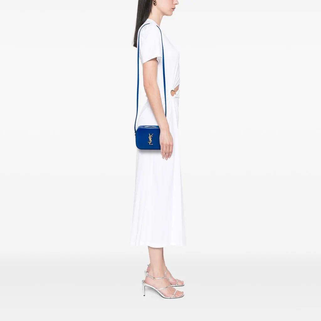 Saint Laurent Small Grain De Poudre Classic Monogram Camera Bag Blue Leather Very good - Box View
