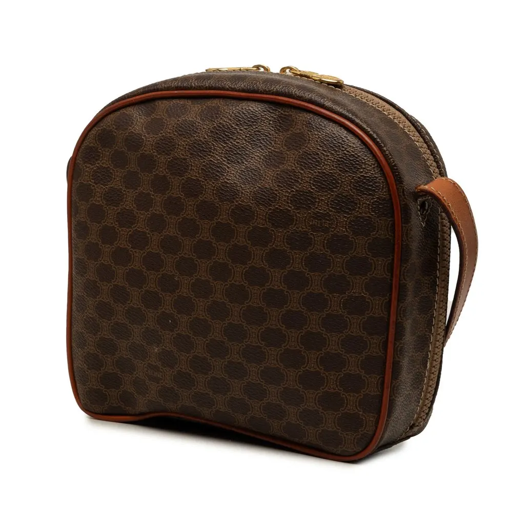 Celine Macadam Coated Canvas Crossbody Brown Very good - Back View
