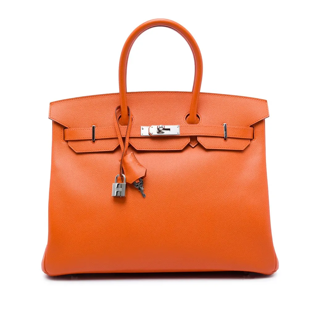 Hermès Epsom Birkin Retourne 35 Orange Leather Very good - Front View