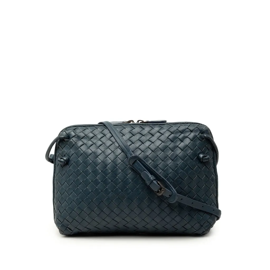 Bottega Veneta Nappa Intrecciato Nodini Crossbody Blue Leather Very good - Front View