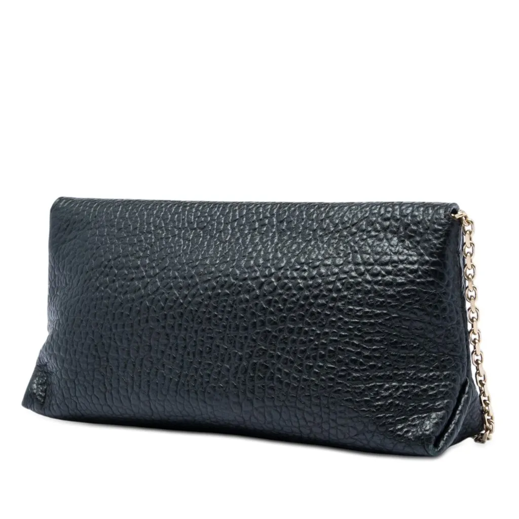 Burberry Medium Grained Calfskin Mildenhall Crossbody Black Leather Very good - Back View