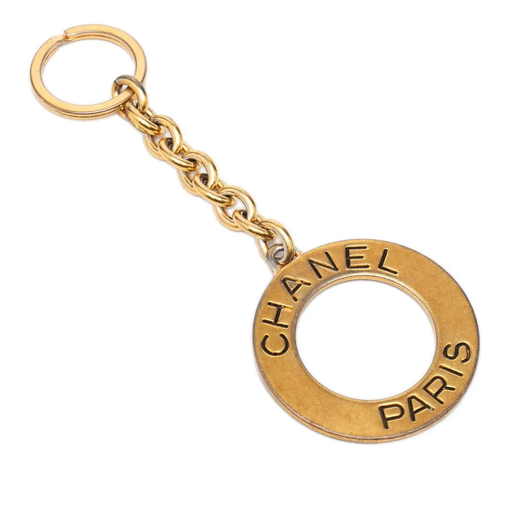 Chanel Gold Plated Logo Key Ring Gold Metal Very good - Front View