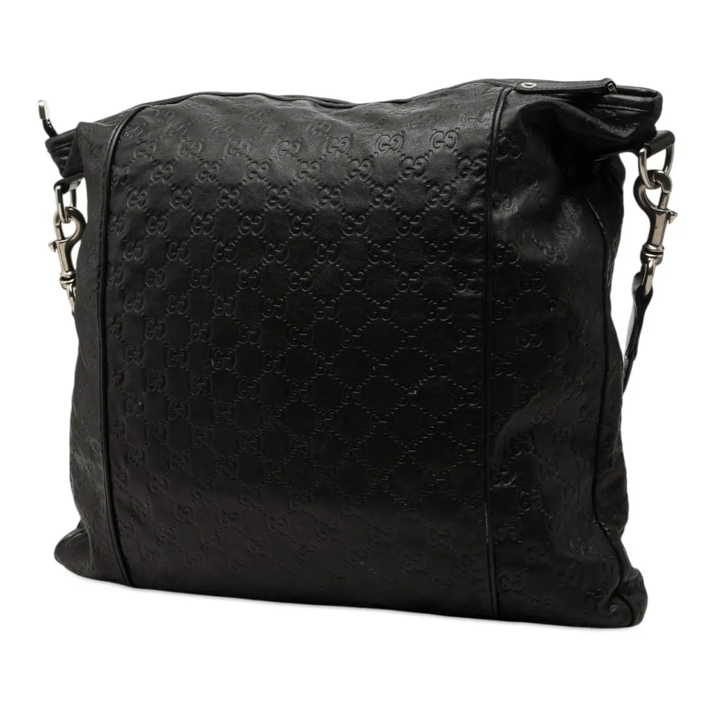 Gucci Guccissima Messenger Bag Black Leather Very good - Back View