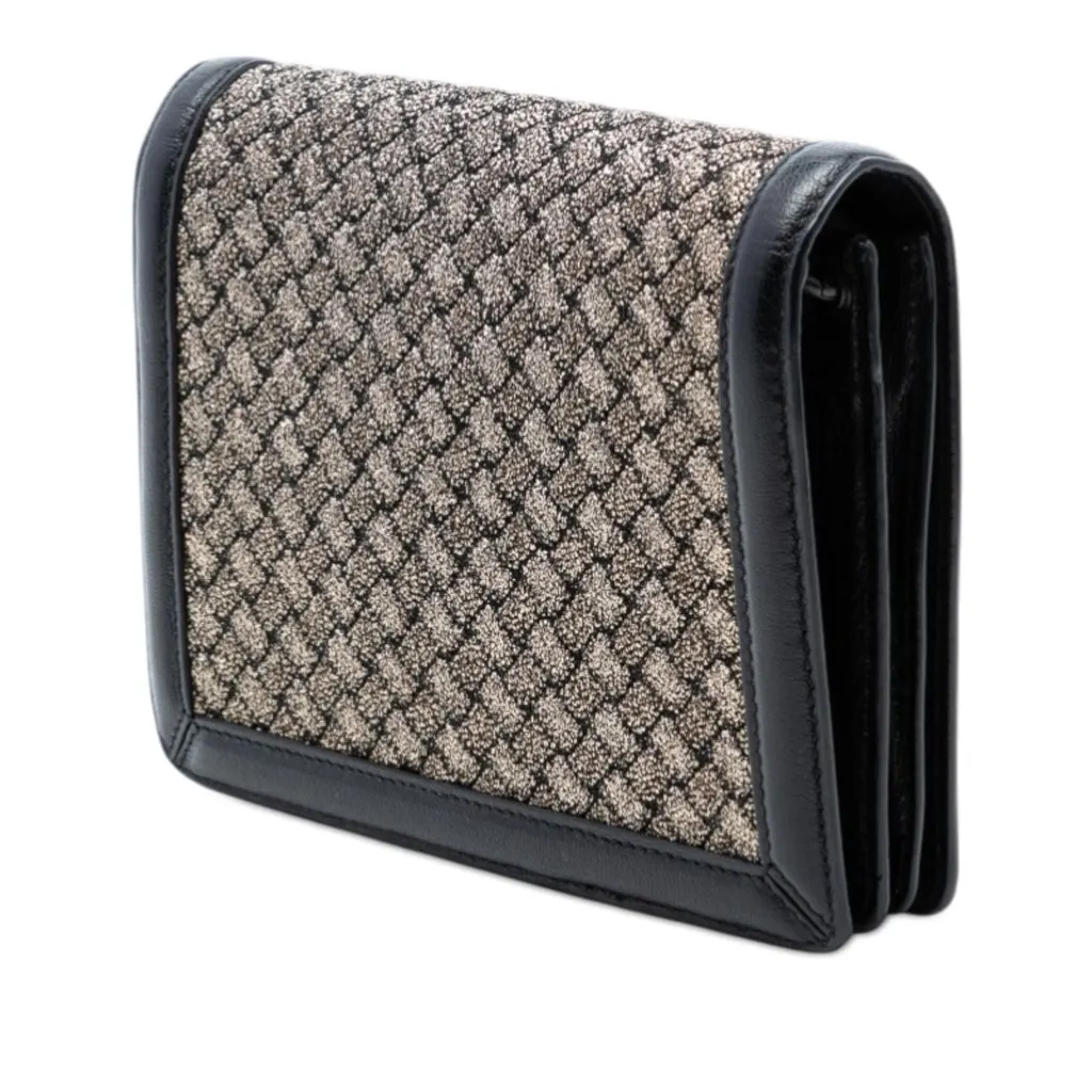 Bottega Veneta Mini Leather and Metallic Knit Intrecciato Montebello Crossbody Black Polyester Very good - Back View
