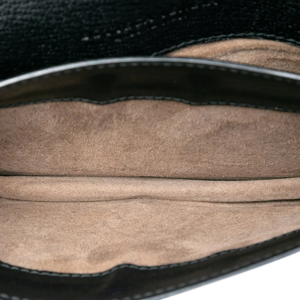 Bottega Veneta Mini Leather and Metallic Knit Intrecciato Montebello Crossbody Black Polyester Very good - Model View