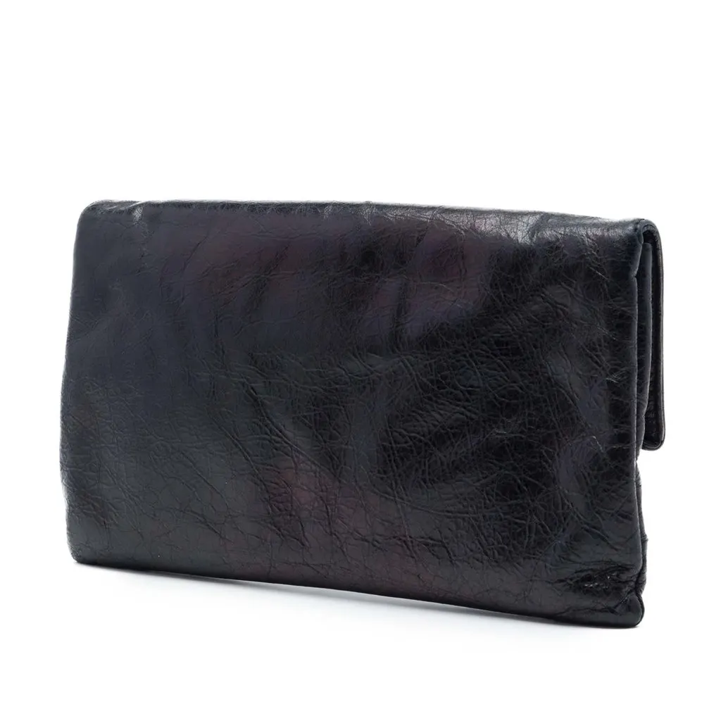 Balenciaga Lambskin Motocross Giant 12 Envelope Clutch Black Leather Very good - Back View