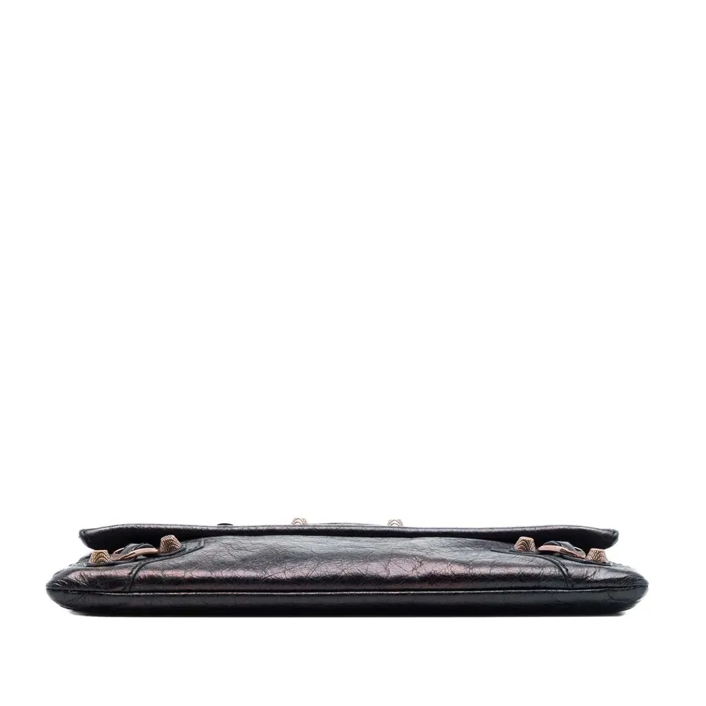 Balenciaga Lambskin Motocross Giant 12 Envelope Clutch Black Leather Very good - Inside View