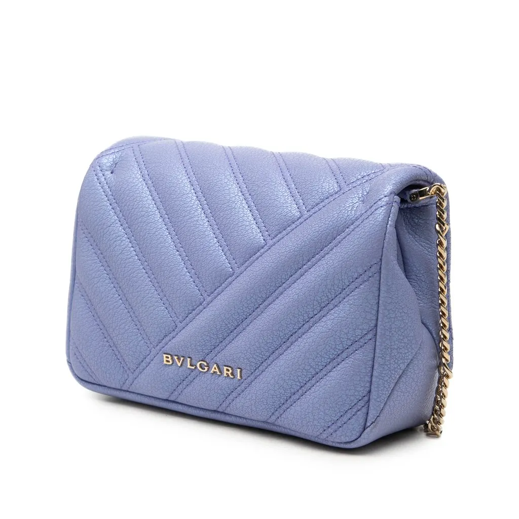 Bvlgari Leather Serpenti Cabochon Chain Crossbody Purple Leather Good - Back View